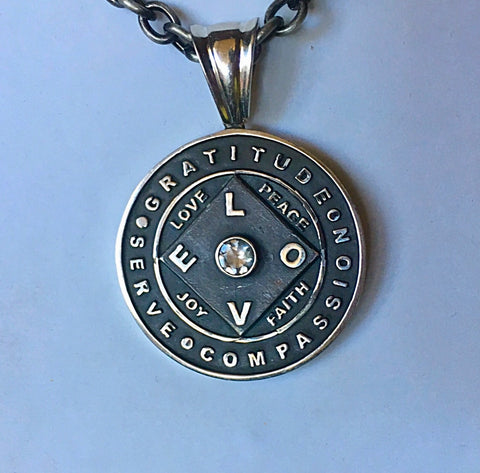 Love + Gratitude Medallion Oxidized Sterling Silver