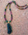 Moldavite carved Quan Yin with Faceted Tourmaline Necklace