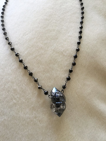Tibetan Quartz point on pyrite chain