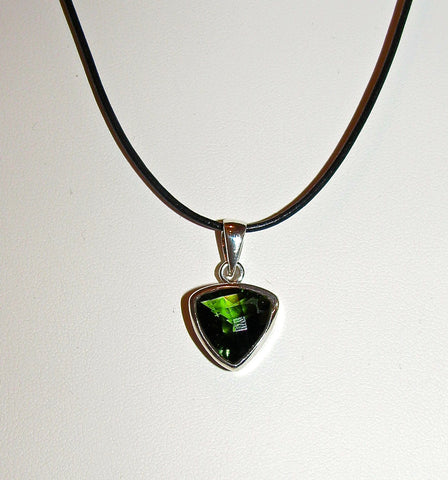 Faceted Moldavite Triangle pendant