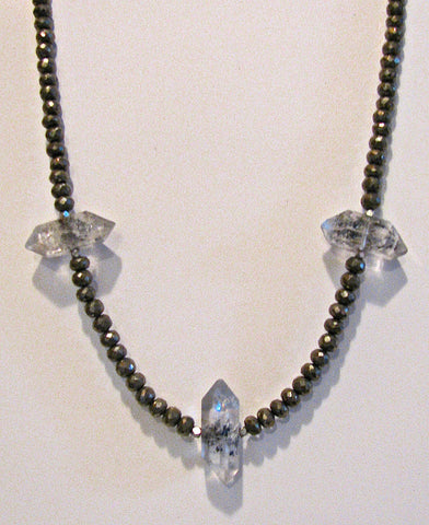 Pyrite and Tibetan Quartz point Necklace