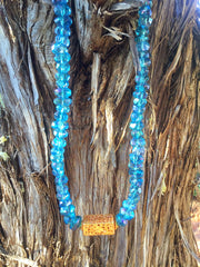 Aqua aura and Tibetan gold necklace