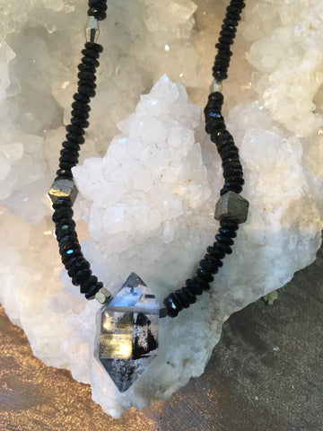 Tibetan Quartz point and Tourmaline Necklace
